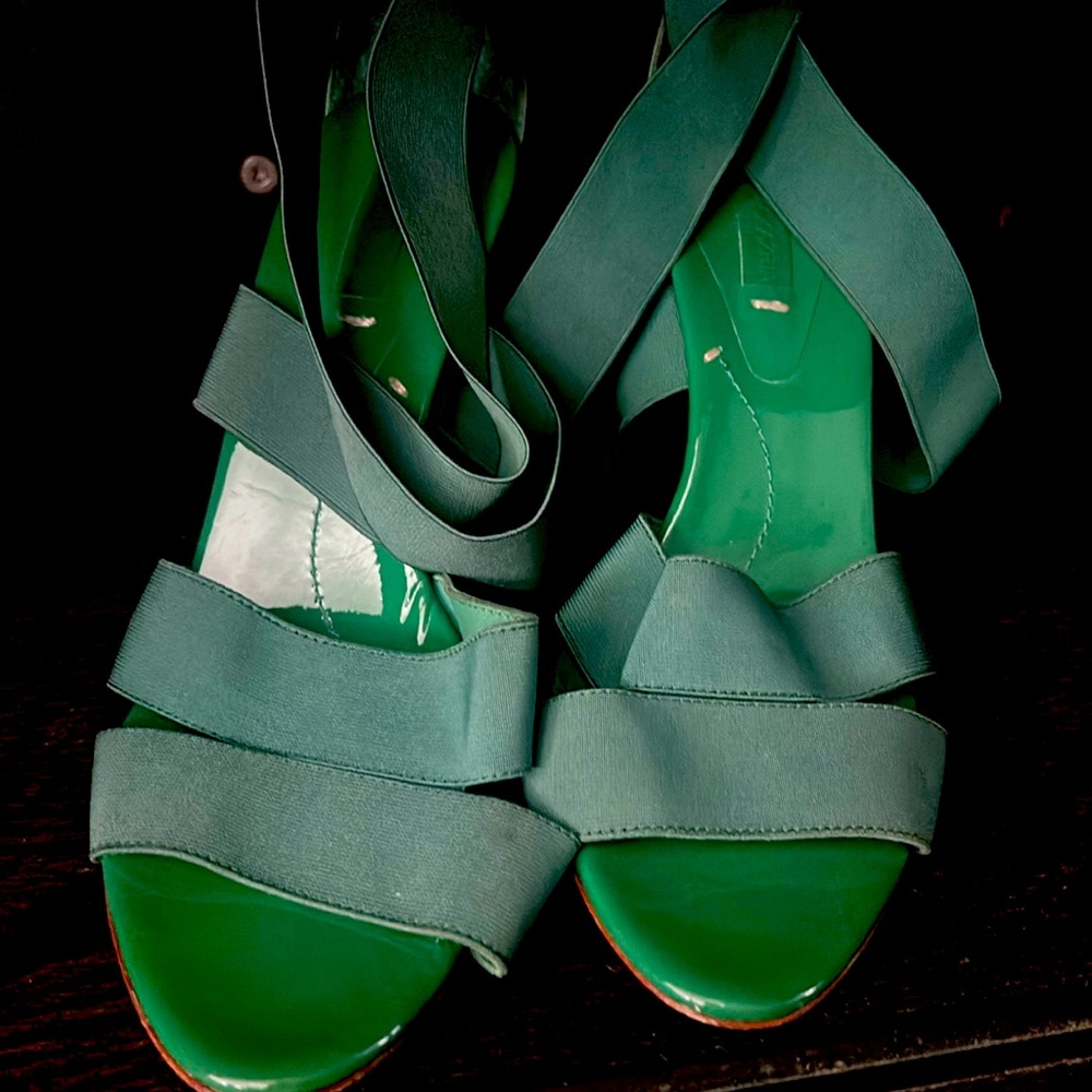 Green wedge sandals
